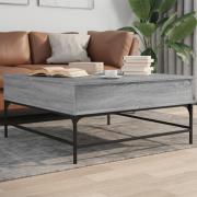 Brighton Wooden Coffee Table With Metal Frame In Grey Sonoma