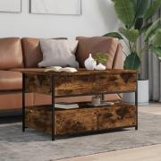 Chester Wooden Coffee Table Large With 2 Drawers In Smoked Oak