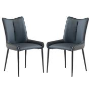 Malmo Teal Faux Leather Dining Chairs With Black Legs In Pair