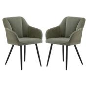 Hazen Mint Green Fabric Dining Chairs With Black Legs In Pair