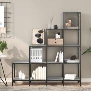 Belper Wooden Bookcase With 10 Shelves In Grey Sonoma