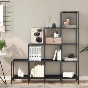 Belper Wooden Bookcase With 10 Shelves In Black