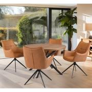 Cadott Wooden Dining Table Round With 4 Vernon Tan Chairs