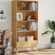 Dawlish Wooden Bookcase With 2 Drawers In Brown