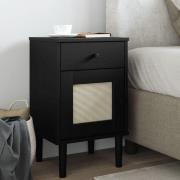 Fenland Wooden Bedside Cabinet With 1 Door 1 Drawer In Black