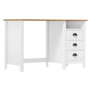 Kendal Wooden Laptop Desk With 3 Drawers In White And Natural