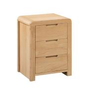 Camber Wooden Bedside Cabinet With 3 Drawers In Waxed Oak