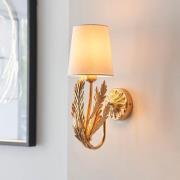 Delphine Ivory Fabric Shade Wall Light In Gold Leaf