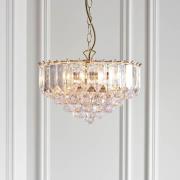 Fargo 3 Lights Crystal Droplets Pendant Light Large In Brass