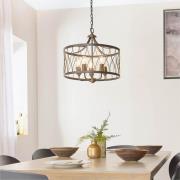 Heston 5 Light Rustic Bronze Pendant Light In Matt Black