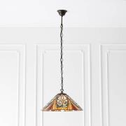 Hector Tiffany Glass Shade Pendant Light In Satin Black