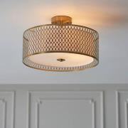 Cagney 3 Light White Fabric Shade Flush Light In Gold