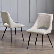 Irwin Ivory Fabric Dining Chairs With Black Legs In Pair