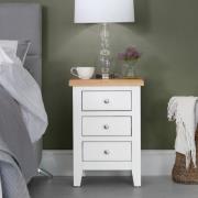 Elkin Wooden Bedside Cabinet With 3 Drawers In White And Oak