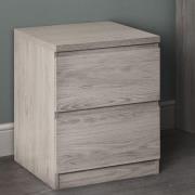 Jadiel Wooden Bedside Cabinet With 2 Drawers In Grey Oak