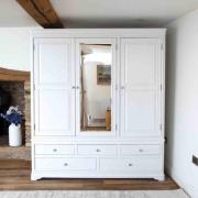 Sarnia Wooden Wardrobe With 3 Doors 5 Drawers In White