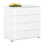 Palmer Wooden Chest Of 4 Drawers With Glass Fronts In Matt White