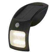 Solar LED Polycarbonate Outdoor PIR Wall Light Curved In Black