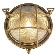 Afton Round Bulkhead Outdoor Wall Light In Brass