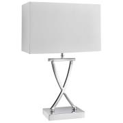 Club White Faux Silk Shade Table Lamp In Chrome