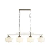 Housie 4 Light Opal Glass Shade Pendant Light In Satin Silver