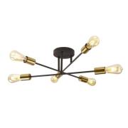 Armstrong 6 Light Semi Flush Light In Black And Satin Brass