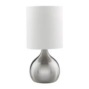 Touch Ivory Fabric Shade Table Lamp In Satin Silver