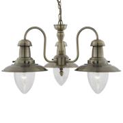 Fisherman 3 Light Seeded Glass Pendant Light In Antique Brass