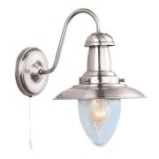 Fisherman Clear Seeded Glass Wall Light In Satin Silver