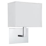 Hotel White Fabric Shade Wall Light In Chrome