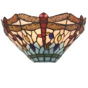 Dragonfly Stained Glass Wall Light In Antique Brass