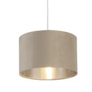 Drum Taupe Velvet Pendant Light Small With Inner Silver