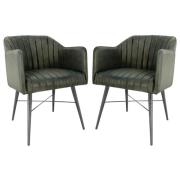 Fraser Light Grey Leather Dining Chairs With Metal Legs In Pair