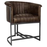 Elkhart Leather Dining Chair With Metal Legs In Brown