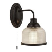 Highworth Holophane Style Glass Wall Light In Matt Black