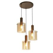 Sweden 3 Light Amber Glass Multi Drop Pendant Light In Mocha