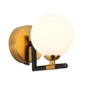 Batley Glass Shade Wall Light In Black And Brass