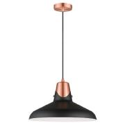 Hanwell Matt Black Shade Pendant Light In Copper