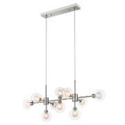 Dolores 10 Light Clear Shade Pendant Light In Satin Nickel