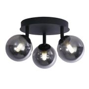 Crosby 3 Light Smoked Glass Semi Flush Light In Black