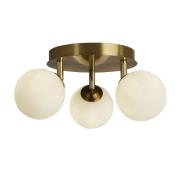 Crosby 3 Light Opal Glass Semi Flush Light In Gold