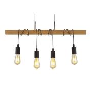 Woody 4 Light Natural Bar Pendant Light In Black