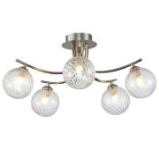 Kettlewell 5 Light Glass Shade Flush Light In Satin Nickel