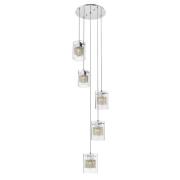 Leyton 5 Light Clear Glass Pendant Light In Chrome