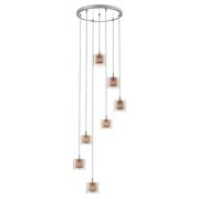 Lewisham 7 Light Clear Glass Pendant Light In Copper And Chrome