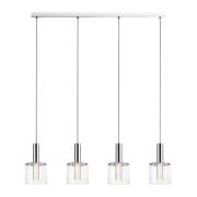 Evita 4 Light Clear Glass Shape Bar Pendant Light In Chrome