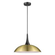 Stamford Antique Brass Shade Pendant Light In Matt Black