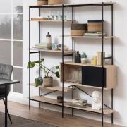 Agoura Wooden Bookcase With 1 Door And 5 Shelves In Light Oak