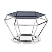 Albury Glass Coffee Table In Smoke With Polished Steel Frame