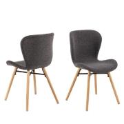 Bangor Dark Grey Fabric Dining Chairs With Oak Legs In Pair